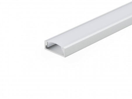 LED Alu U-Profil Slim XL 8mm silber mit Abdeckung 2,0m opalweiß opalweiß | 2,0m