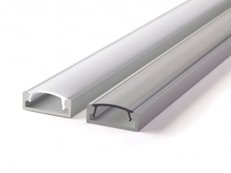 PREMIUM Alu U-Profil SLXL8mm silber mit Abdeckung 3m transparent transparent | 3m