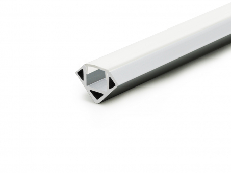 Alu Eckprofil 45-Grad silber mit opal. Abdeckung 2m 