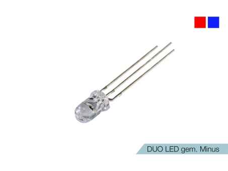 DUO LED blau/rot LEDs 5mm ultrahell gemeinsamer MINUSPOL 