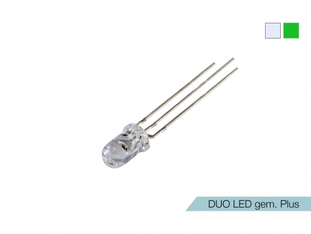 DUO LED grün/weiß LEDs 5mm ultrahell gemeinsamer PLUSPOL 