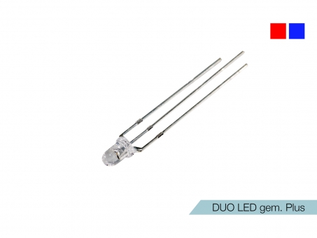 DUO LED blau/rot LEDs 3mm ultrahell gemeinsamer PLUSPOL 