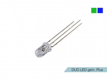 DUO LED grün/blau LEDs 5mm ultrahell gemeinsamer PLUSPOL 