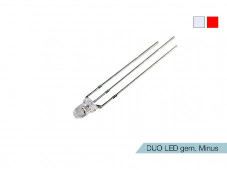 DUO LED rot/weiß LEDs 3mm ultrahell gemeinsamer MINUSPOL 