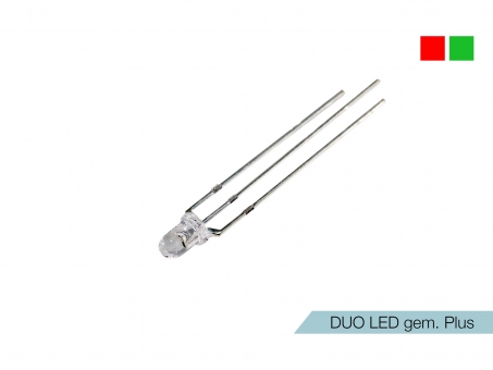 DUO LED rot/grün LEDs 3mm ultrahell gemeinsamer PLUSPOL 