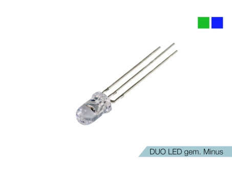 DUO LED grün/blau LEDs 5mm ultrahell gemeinsamer MINUSPOL 