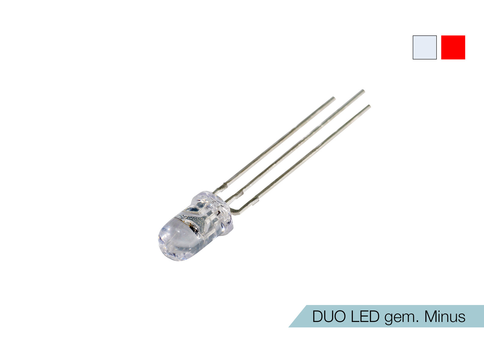 DUO LED rot/weiß LEDs 3mm ultrahell gemeinsamer MINUSPOL kaufen